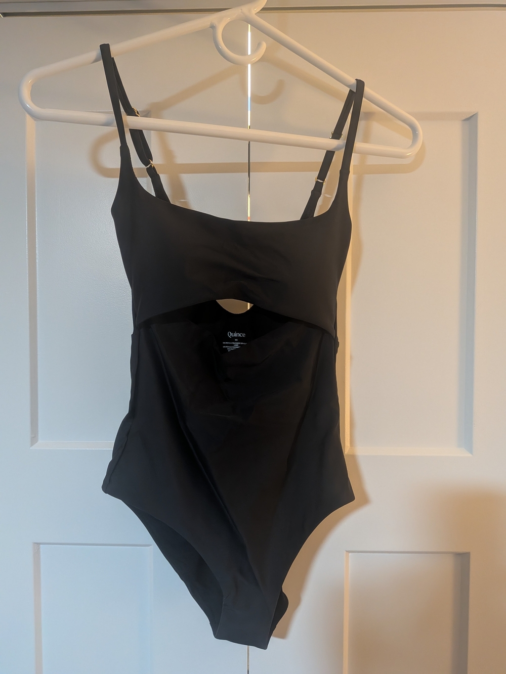 NWT Quince Womens XS Italian Cut Out One-Piece Swimsuit Lagoon Black